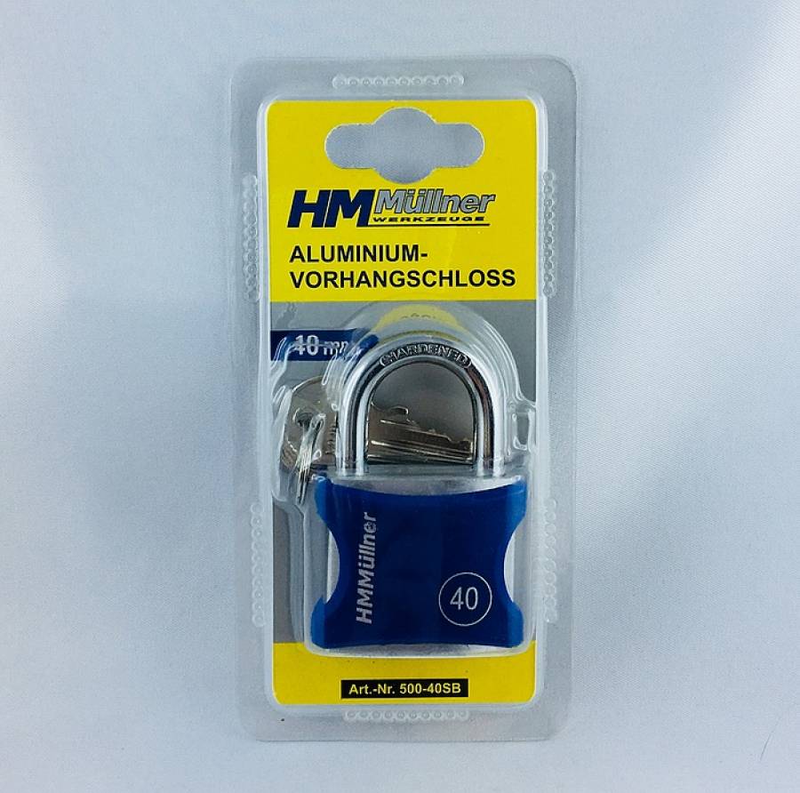 Vorhangschloss 40 mm Aluminium Schloss mit Schlüssel HM 500-40SB